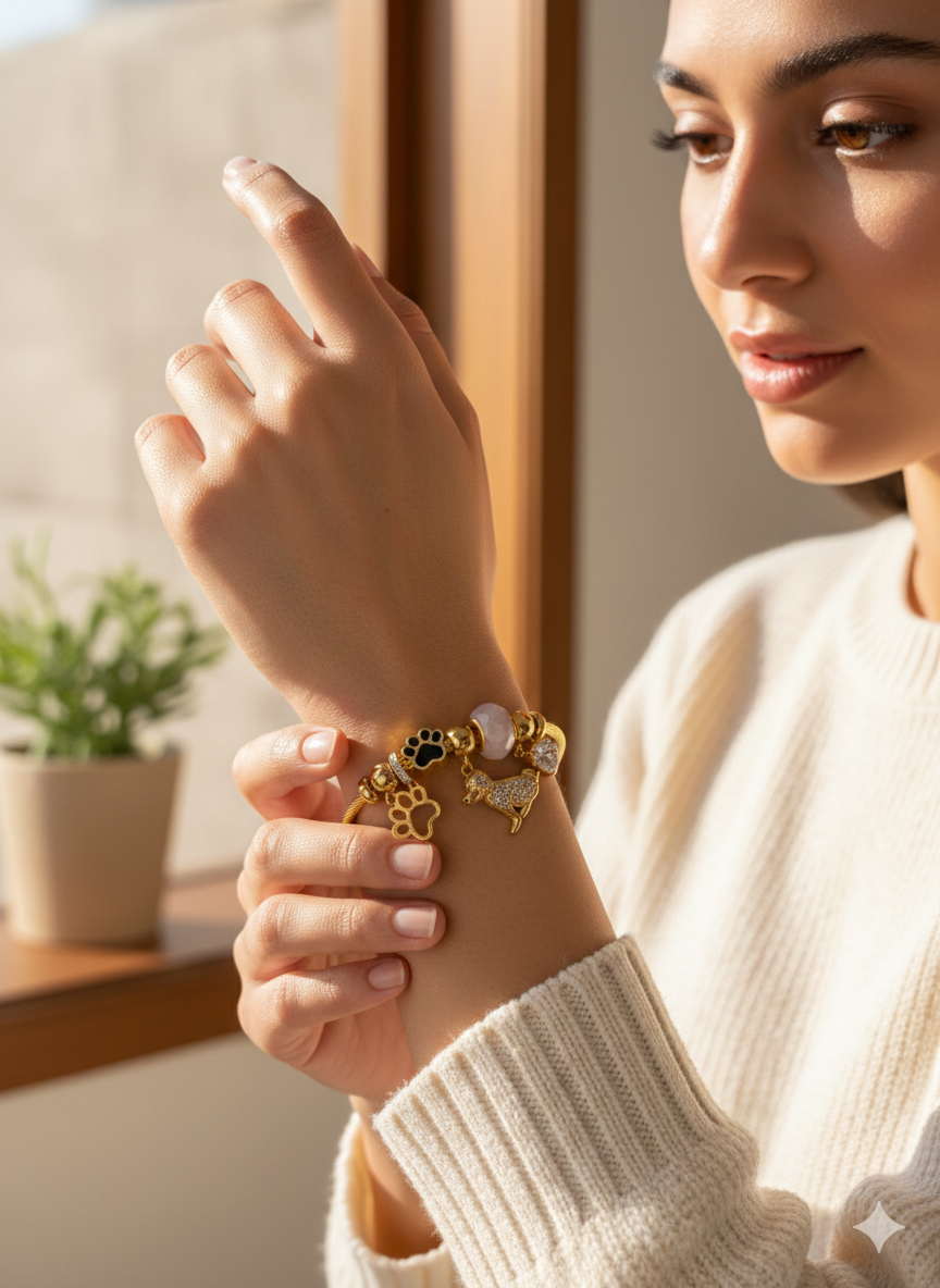 Dog Paw Charm Bracelet | Gold | Anti Tarnish