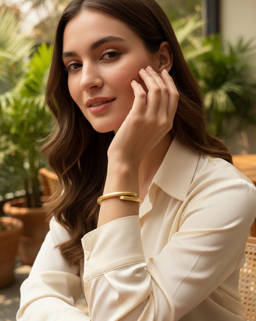 Overlapping Bracelet | Matte Gold | Anti Tarnish