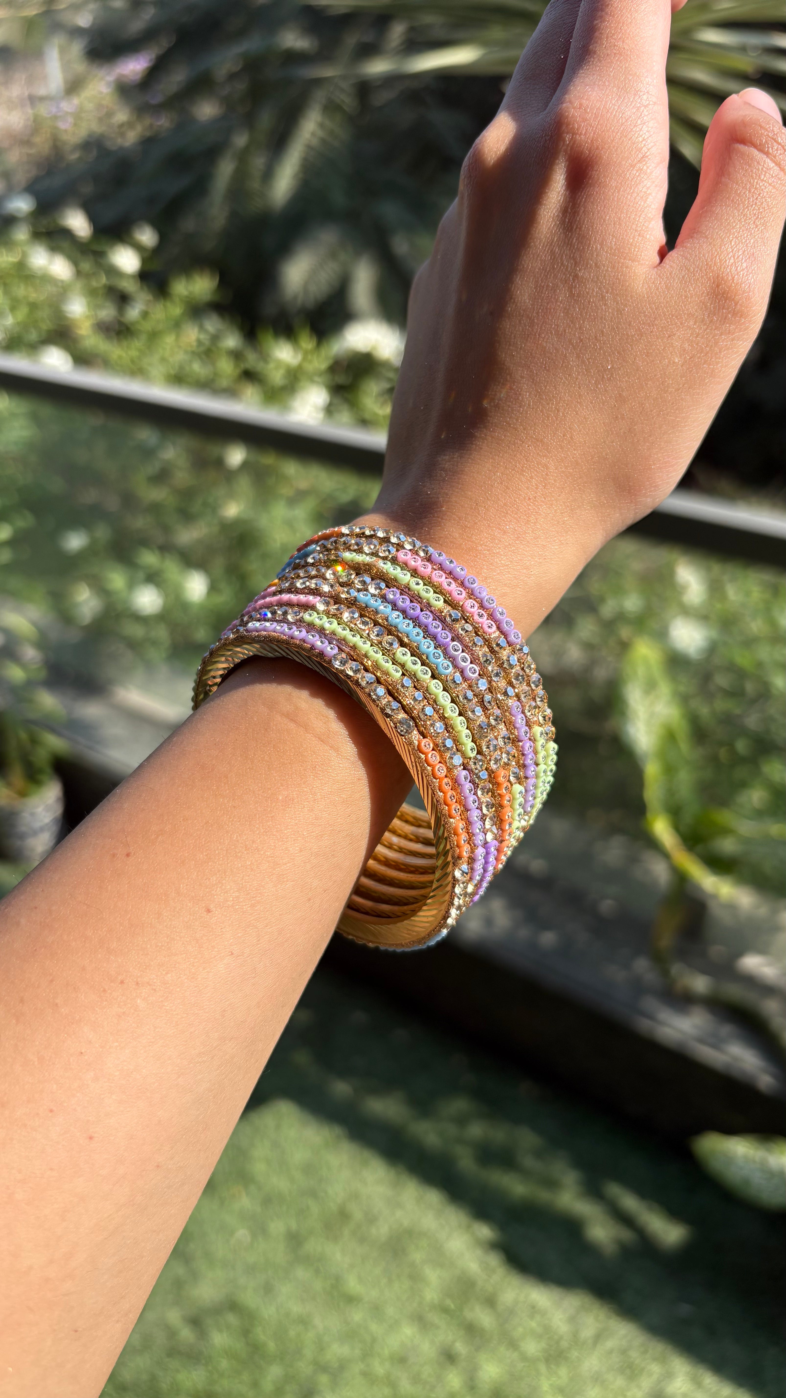 Multicolor Diamond Studded Chudis