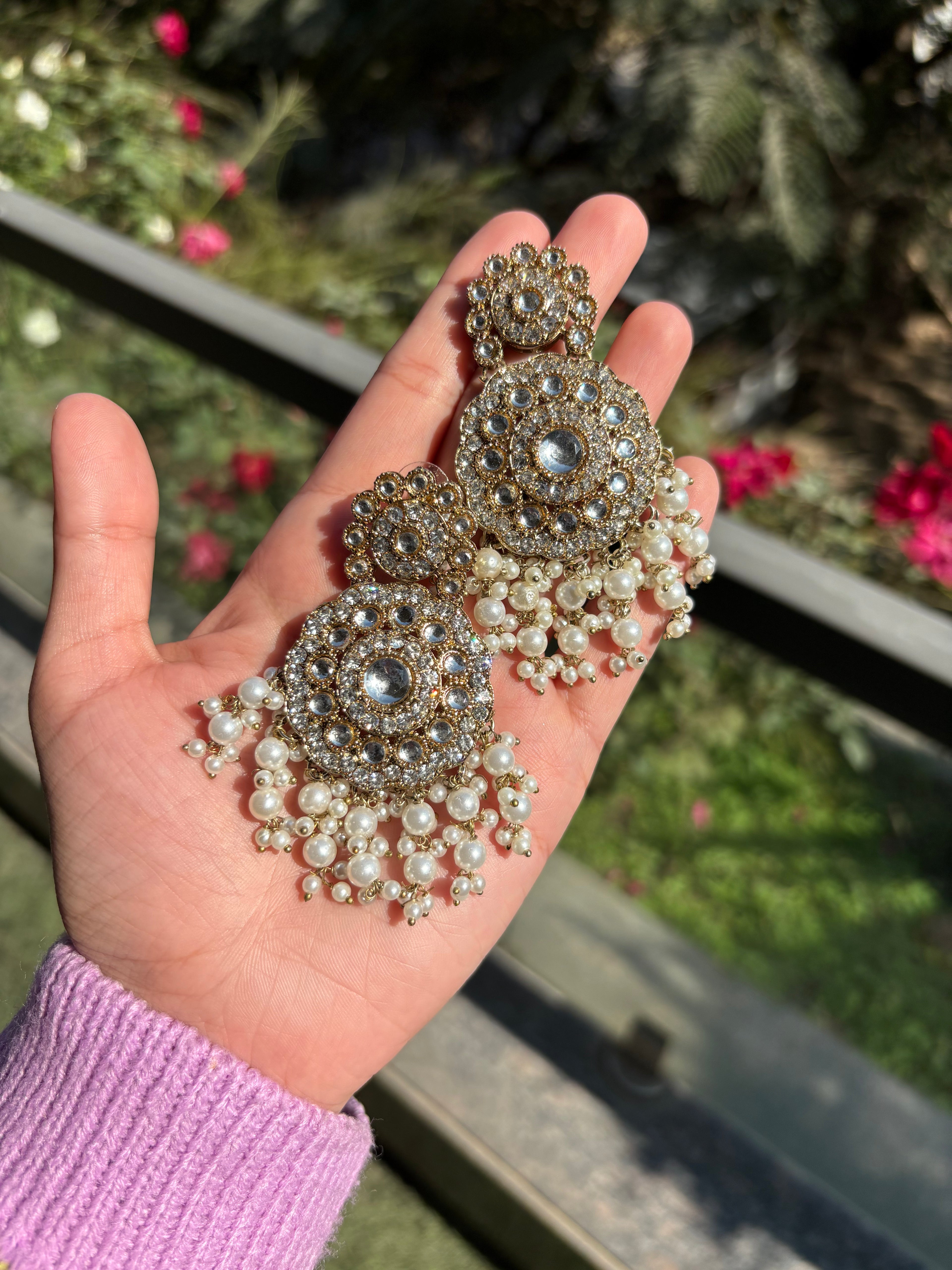 Kundan Pearl Jhumkas