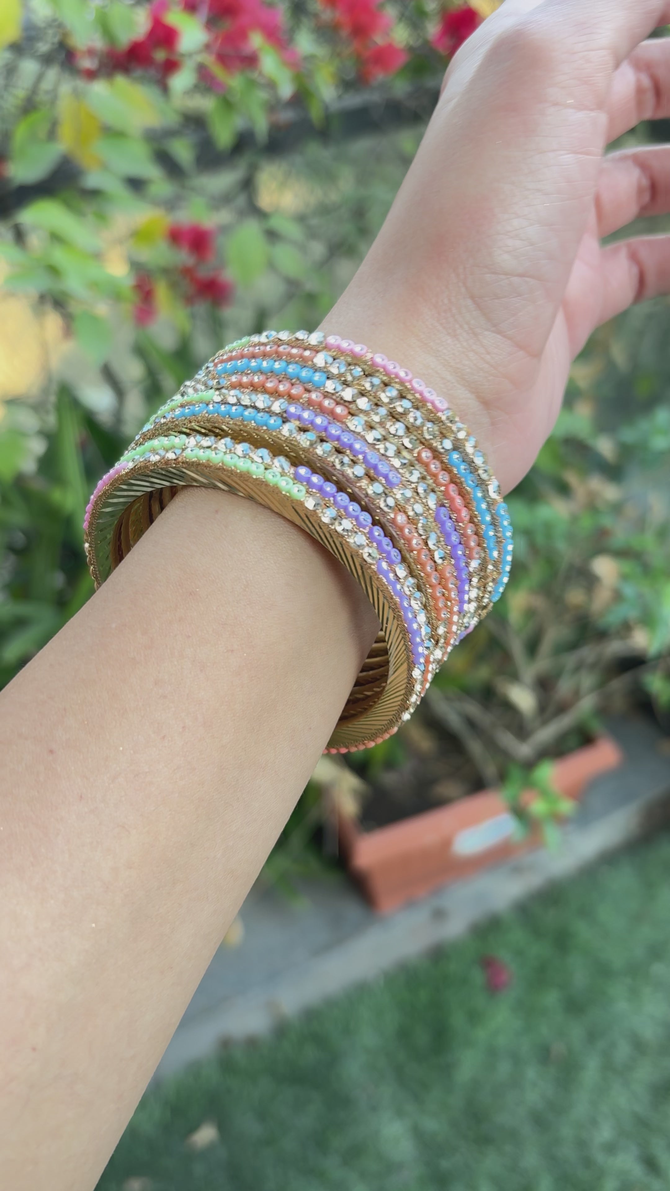 Multicolor Diamond Studded Chudis