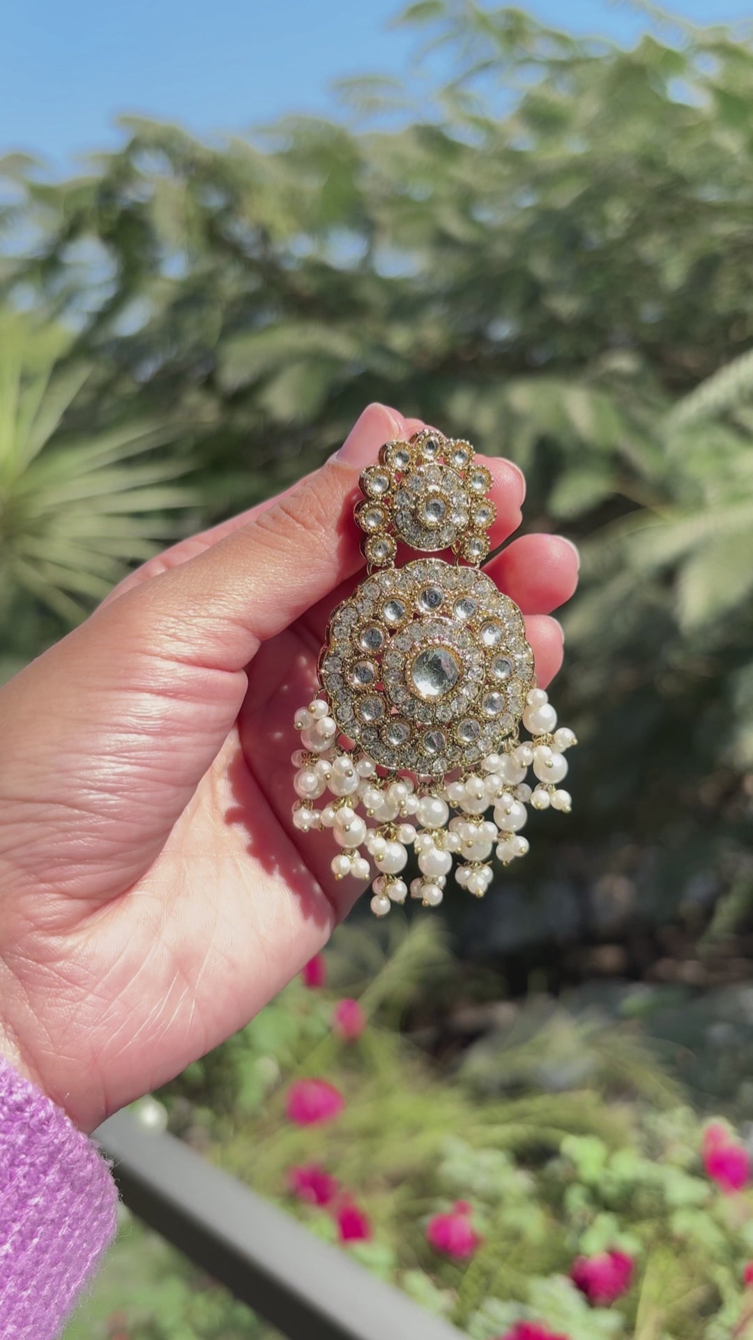 Kundan Pearl Jhumkas