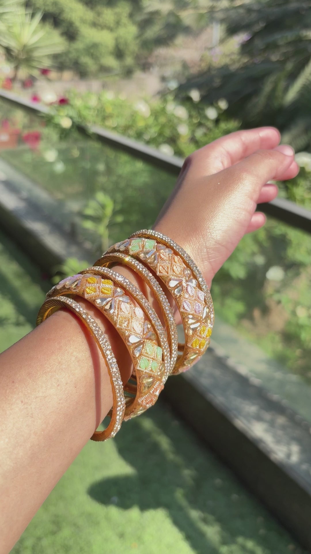 Multicolor Kangan with Diamond Chudis